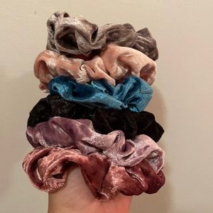 6 pack crushed velvet scrunchies